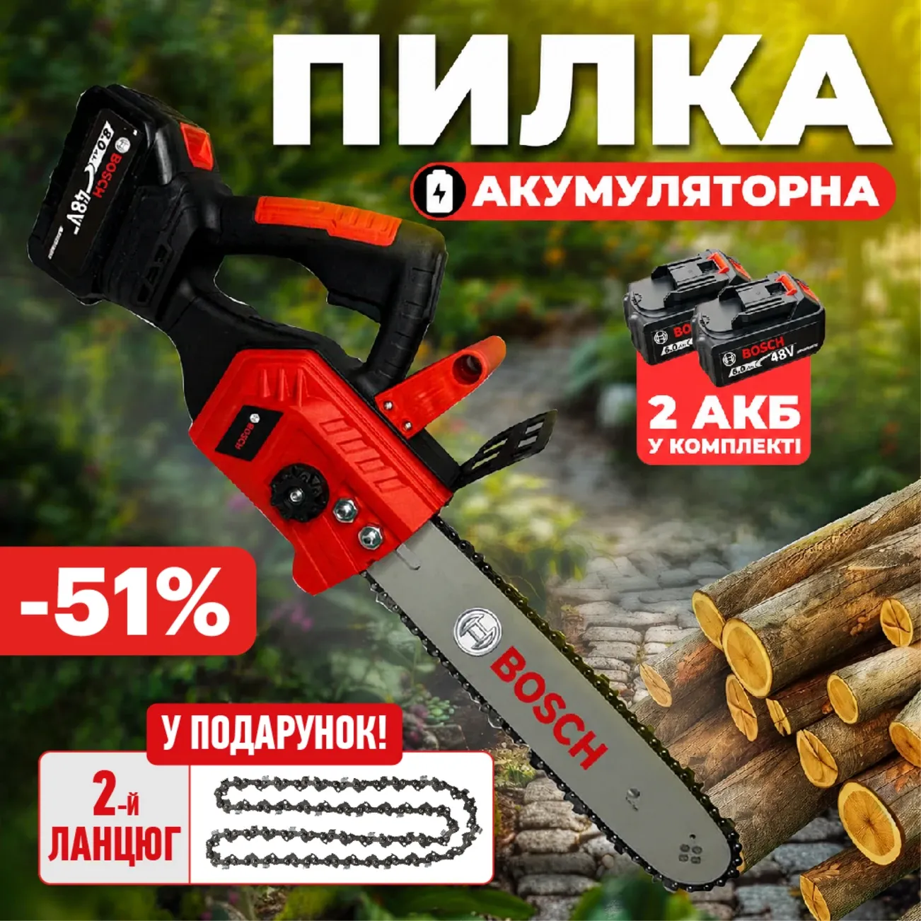 Акумуляторна пила Bosch 48V
